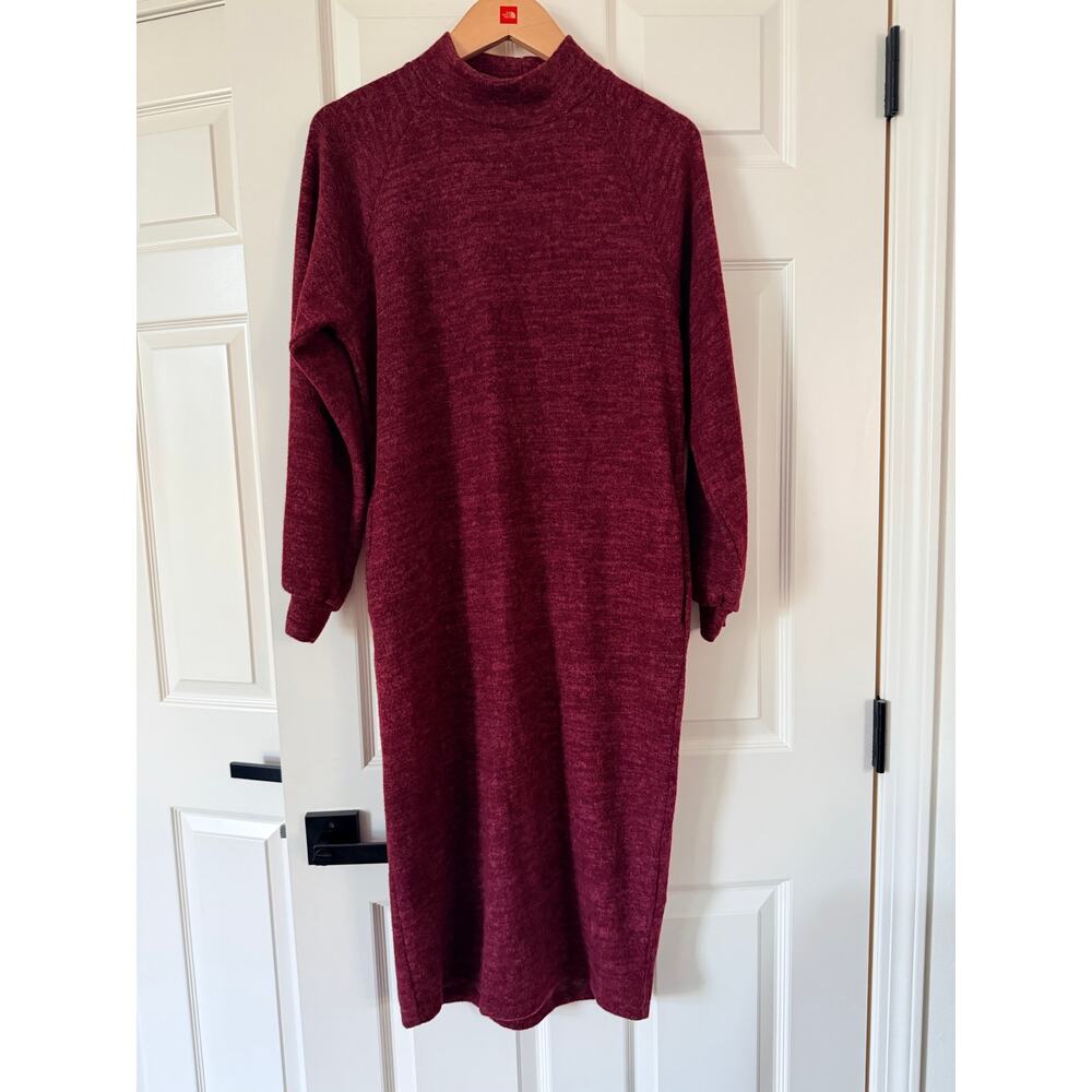 Lush Crushed Berry Brushed Jersey Long Sleeve Sweater Dress S New - Picture 2 of 7